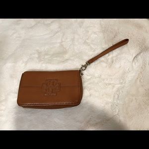 Tory Burch leather wristlet